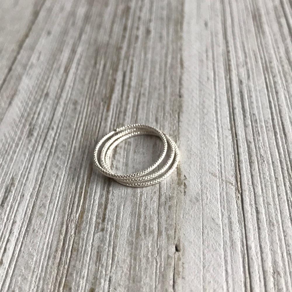 NEW Textured Sterling Silver Midi Stacking Rings - Picture 2 of 7